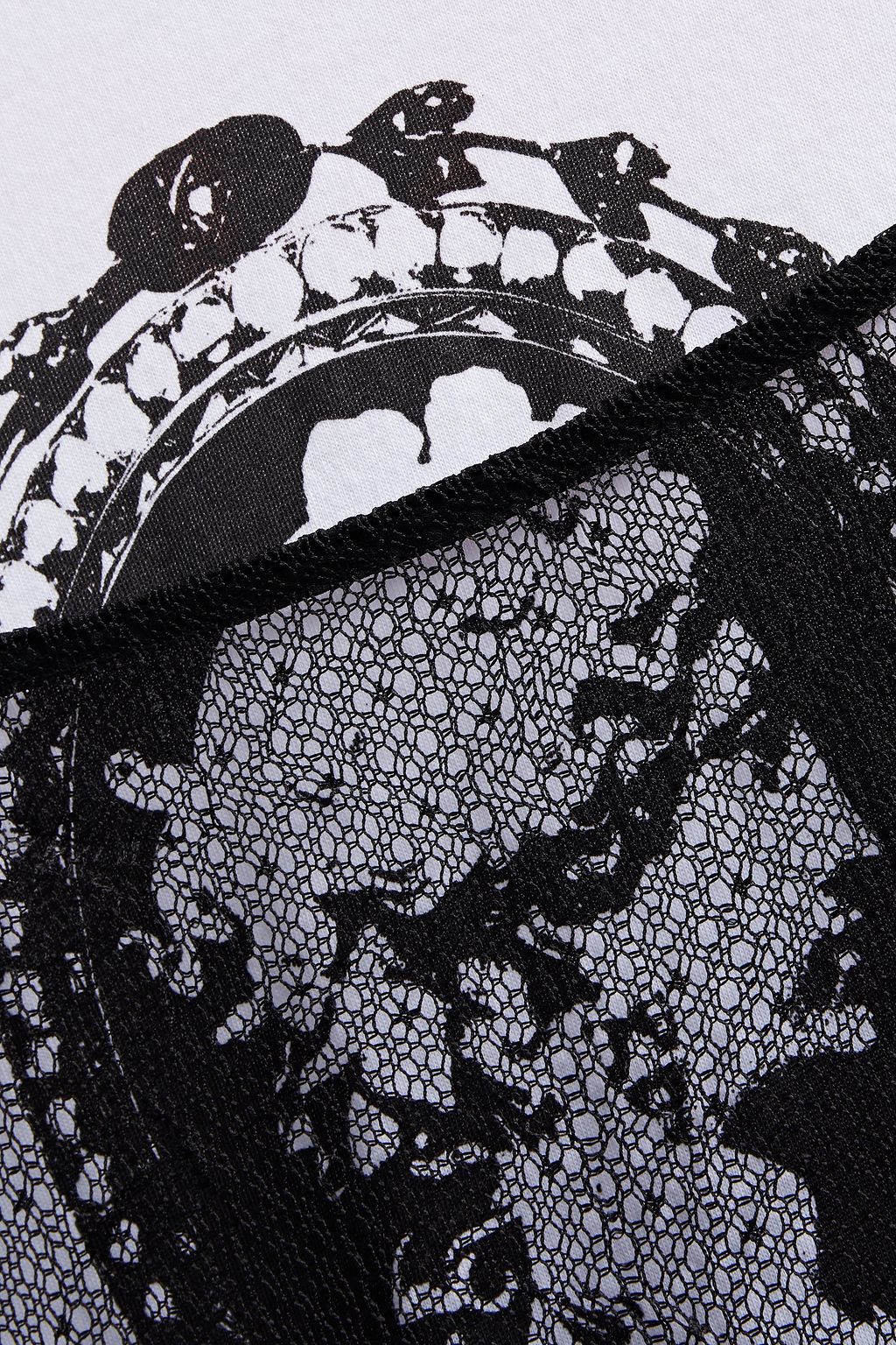 MCQ ALEXANDER MCQUEEN Layered tiered lace and printed cotton-jersey mini dress