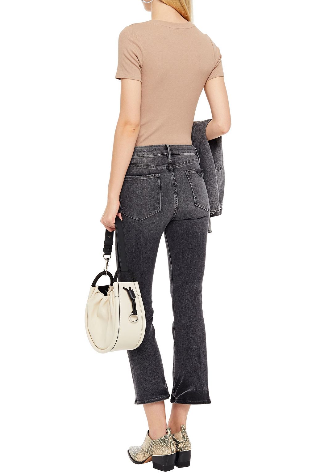FRAME Faded high-rise kick flare jeans