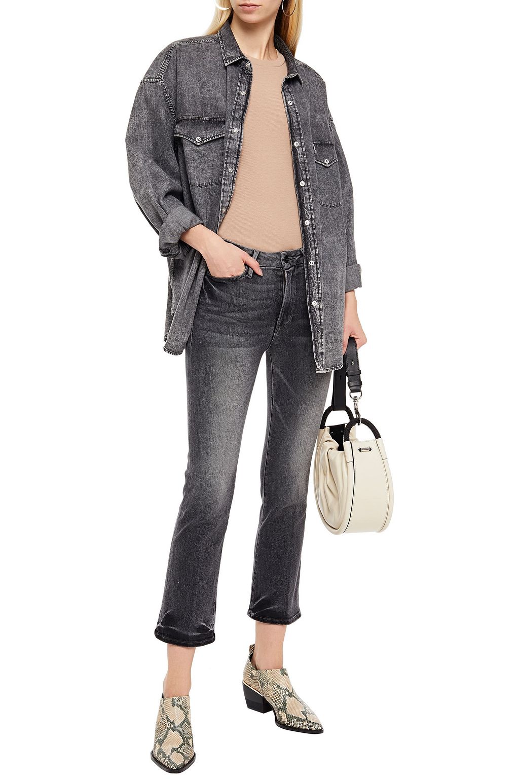 FRAME Faded high-rise kick flare jeans