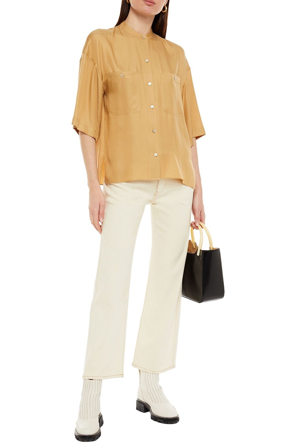 VINCE. Silk-blend twill shirt