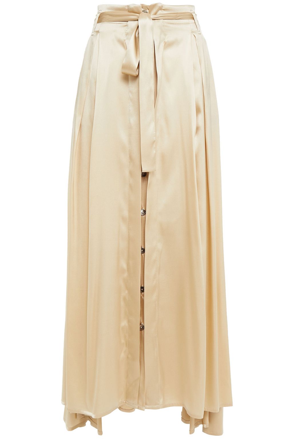 satin maxi skirt pleated