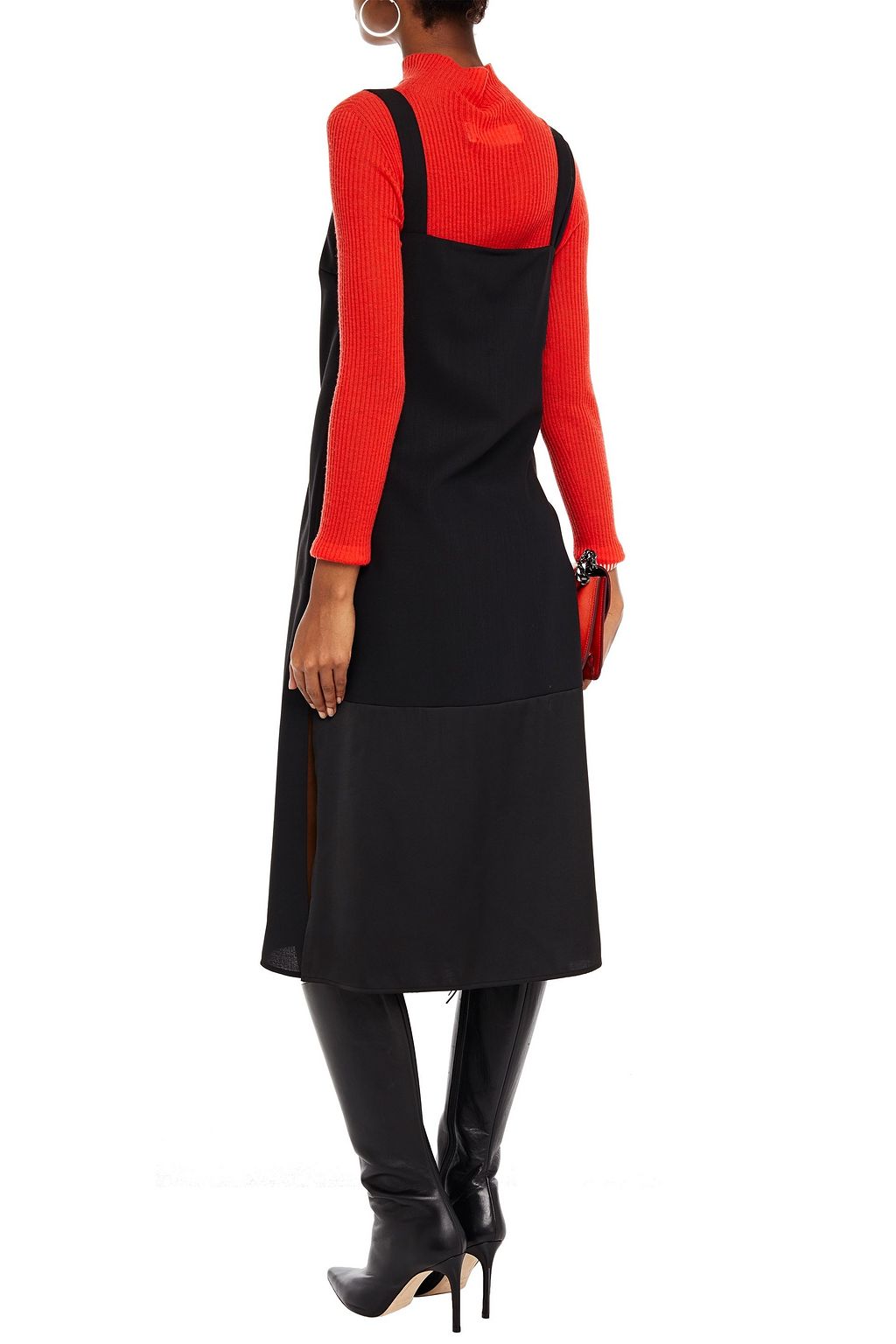 MCQ ALEXANDER MCQUEEN Satin-paneled draped wool dress