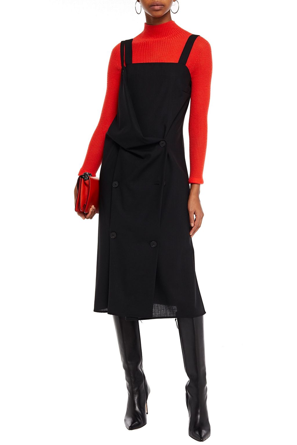 MCQ ALEXANDER MCQUEEN Satin-paneled draped wool dress