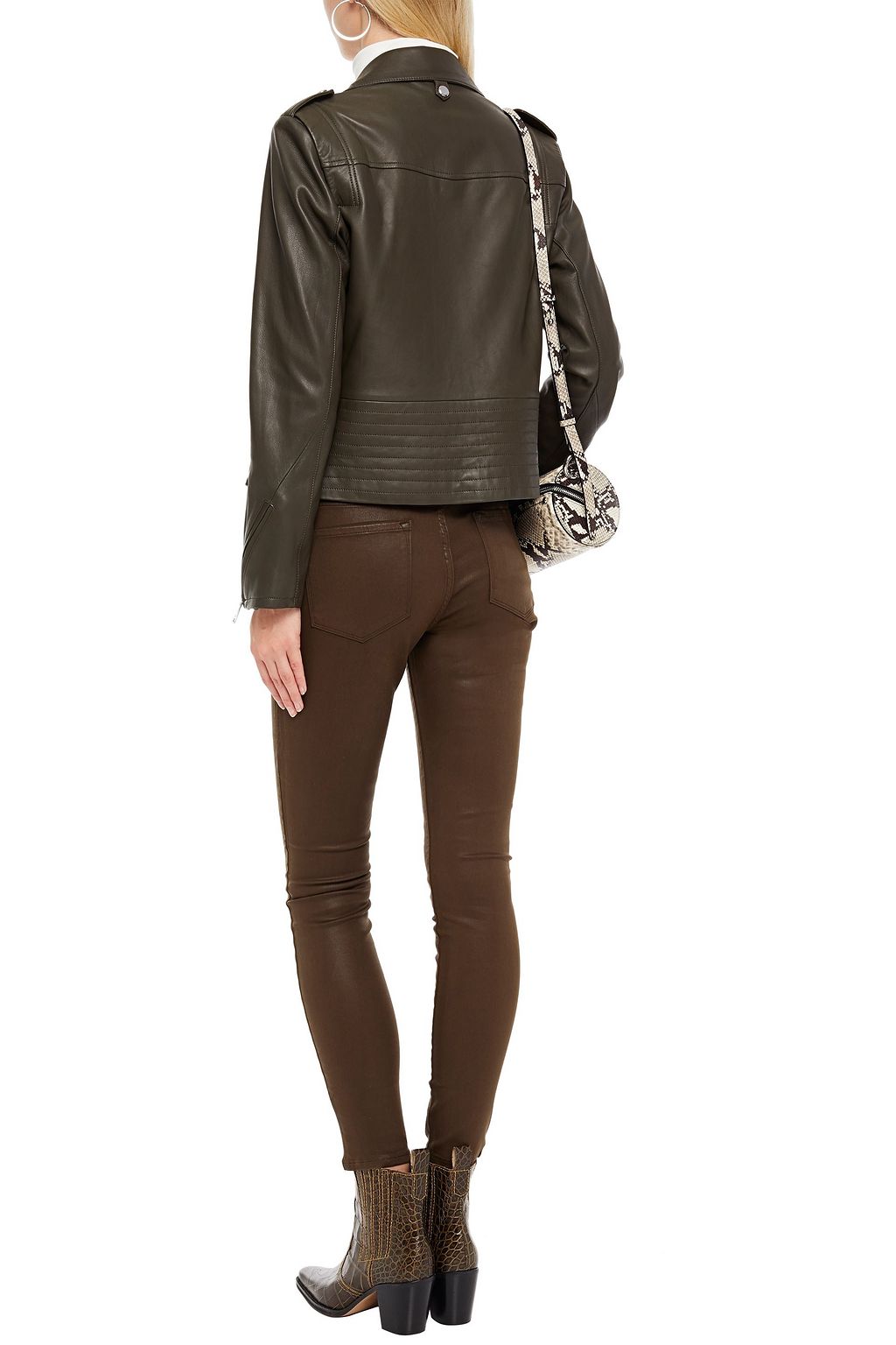 FRAME Coated mid-rise skinny jeans