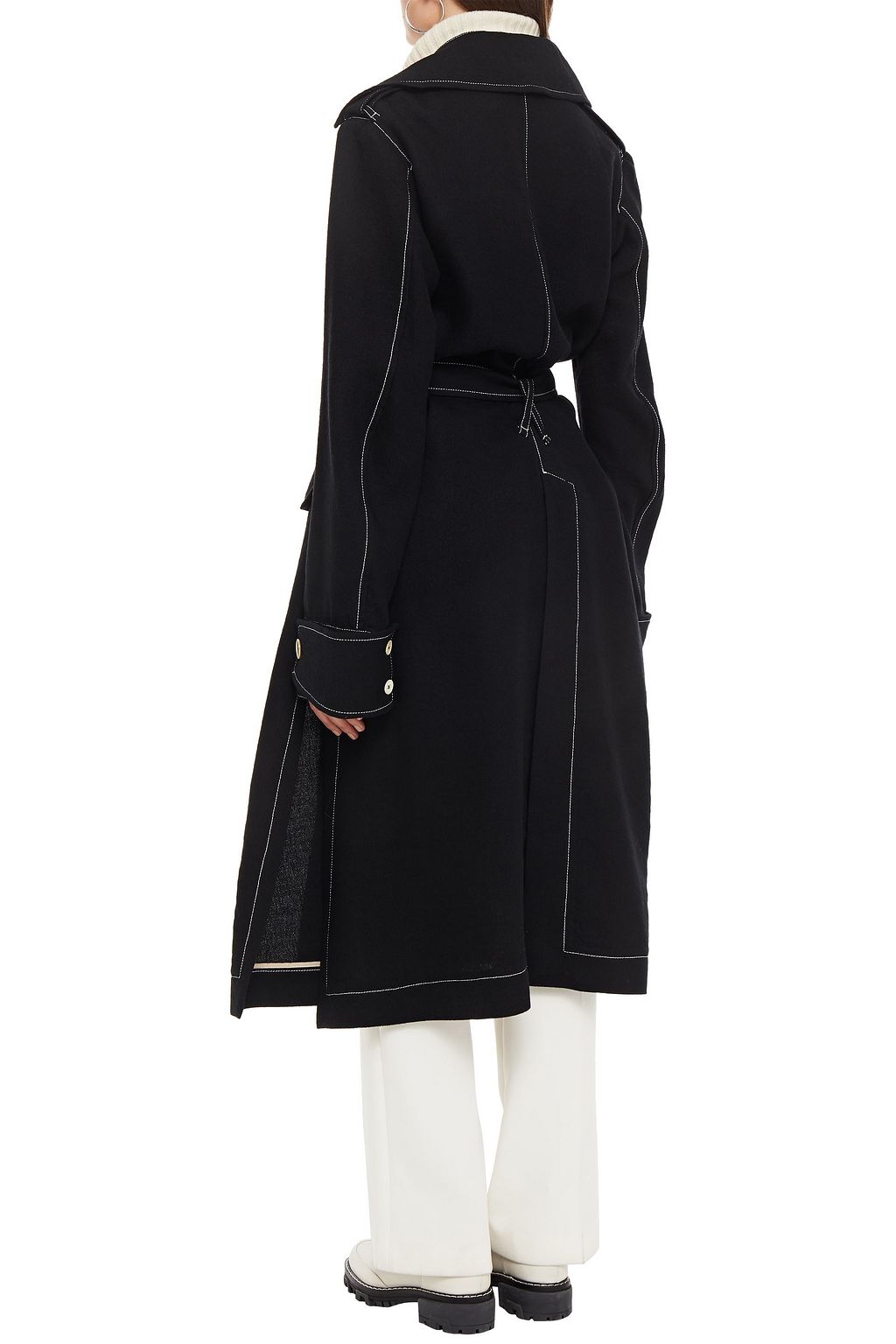 ANN DEMEULEMEESTER Double-breasted wool and linen-blend crepe trench coat