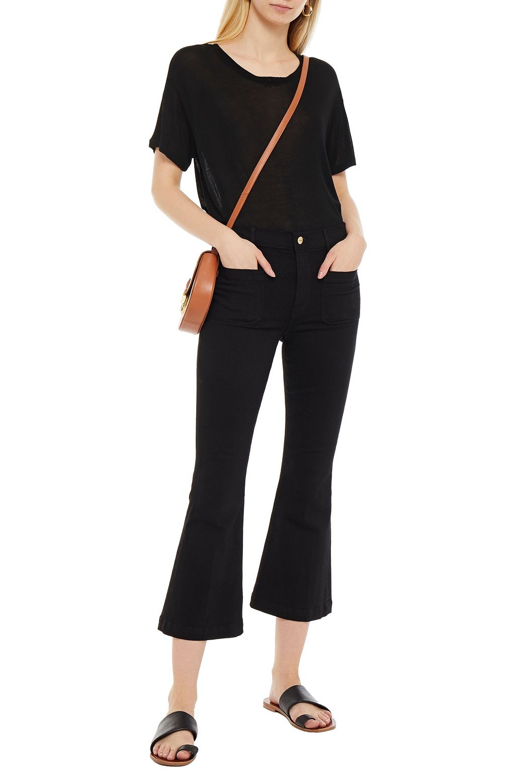 FRAME Le Bardot Crop high-rise kick-flare jeans