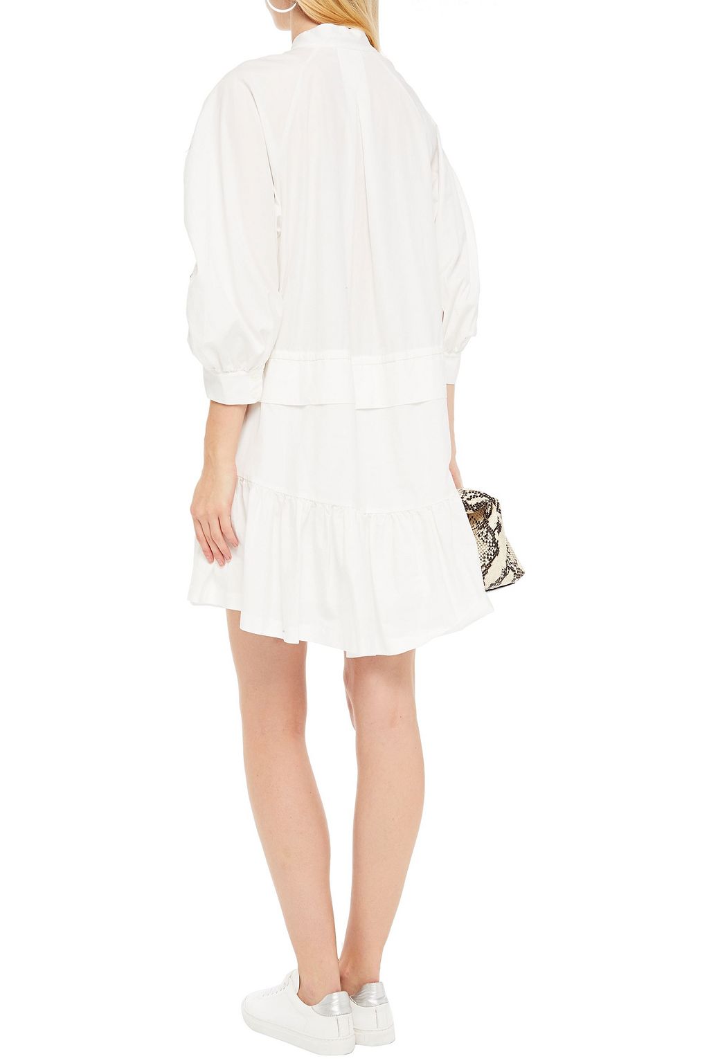 FRAME Gathered cotton-poplin mini dress