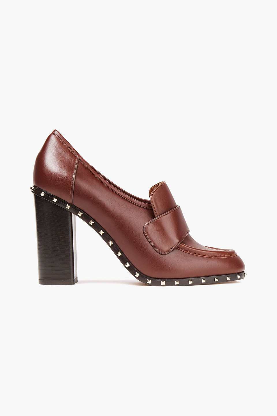 Valentino Garavani Woman Soul Rockstud Leather Pumps Dark Brown Size 36