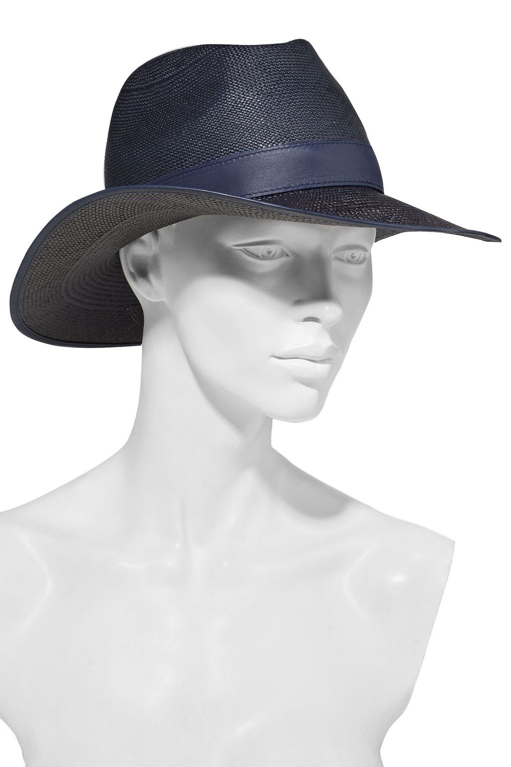 LORO PIANA Clo faux leather-trimmed toquilla straw Panama hat