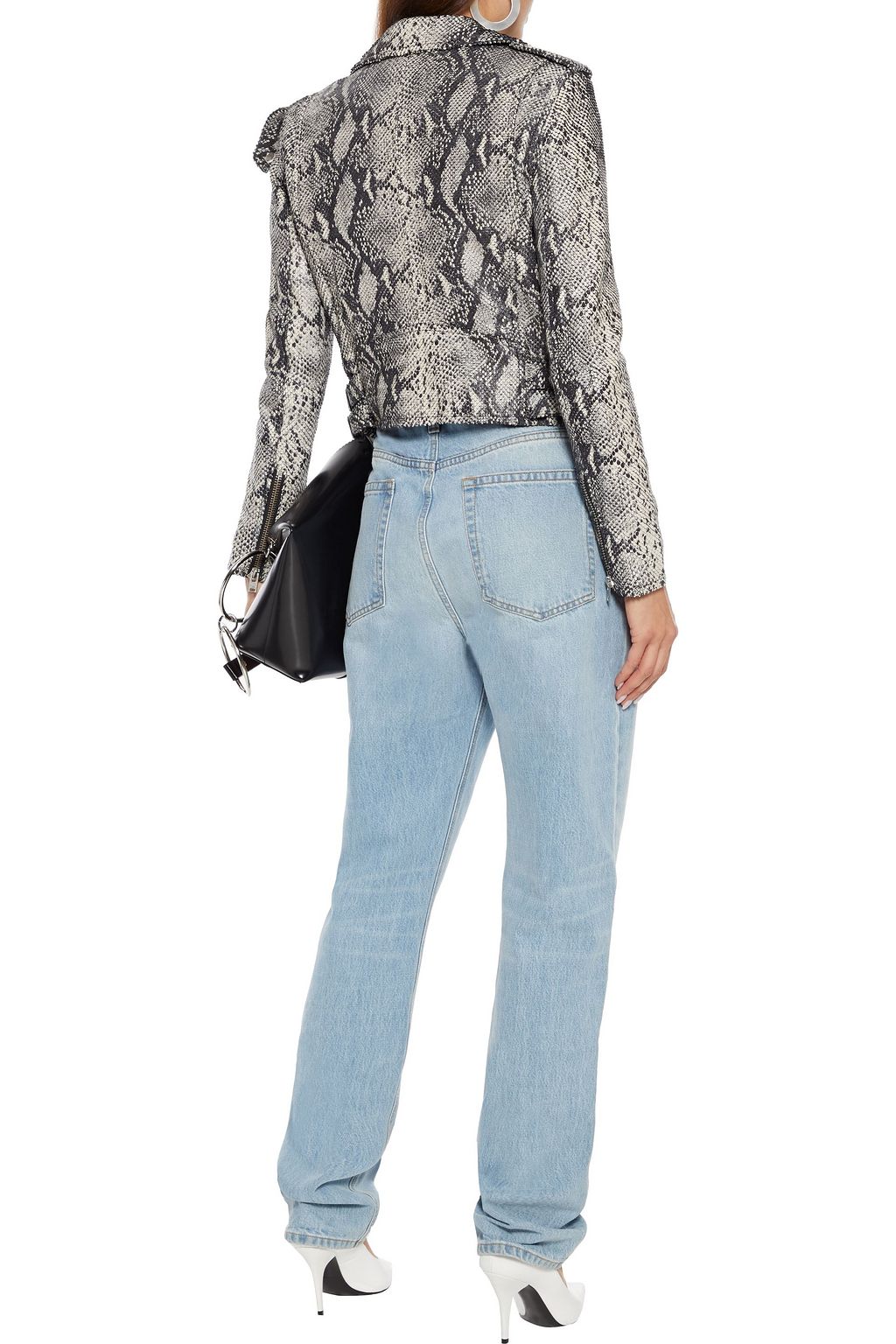 IRO Ashville snake-effect leather biker jacket