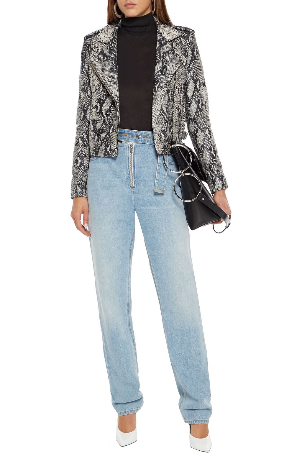 IRO Ashville snake-effect leather biker jacket