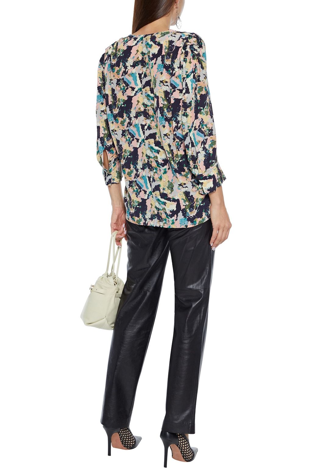 IRO Bixie wrap-effect printed crepe de chine blouse