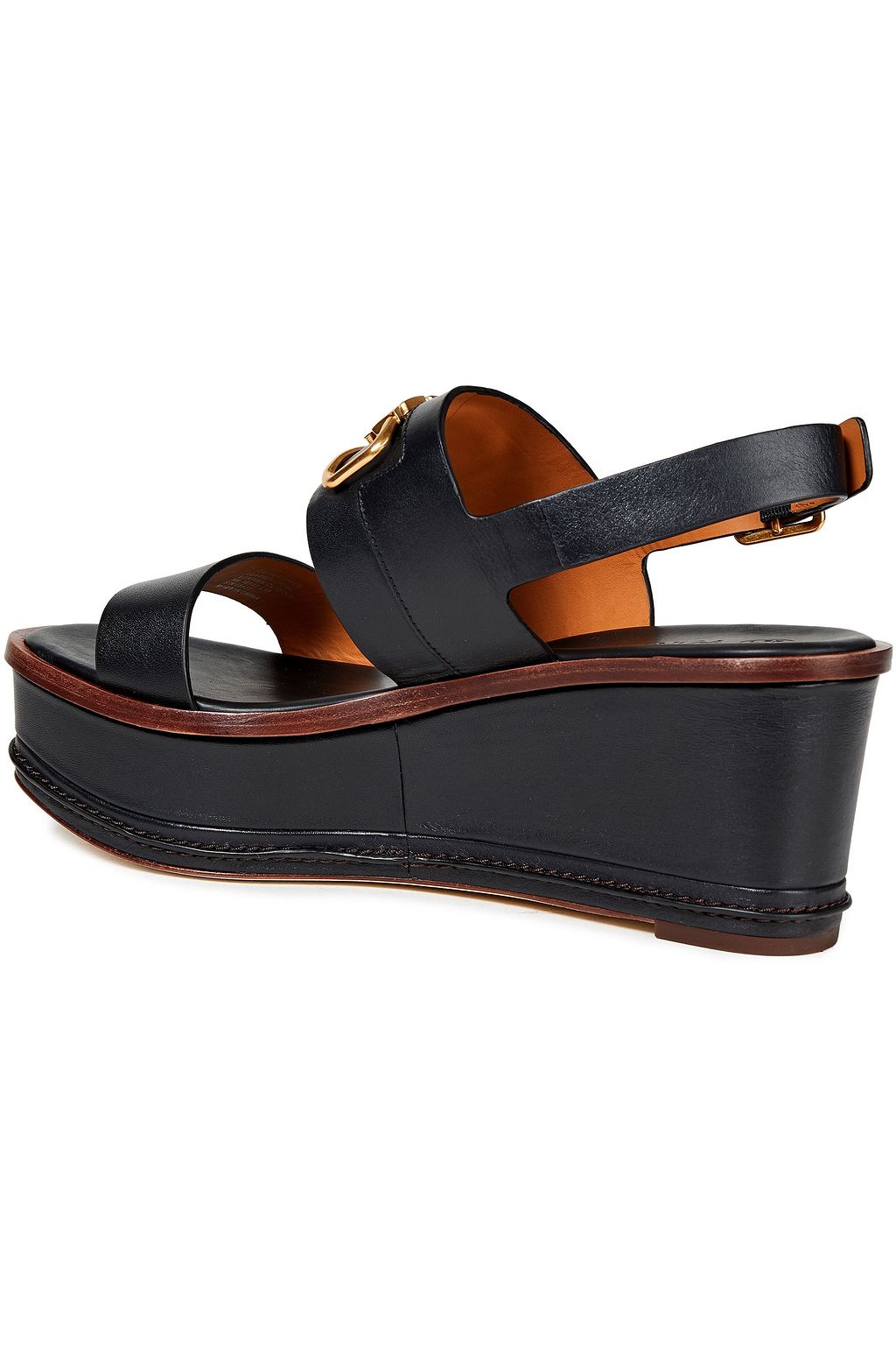 TORY BURCH Selby 80 embellished color-block leather wedge sandals
