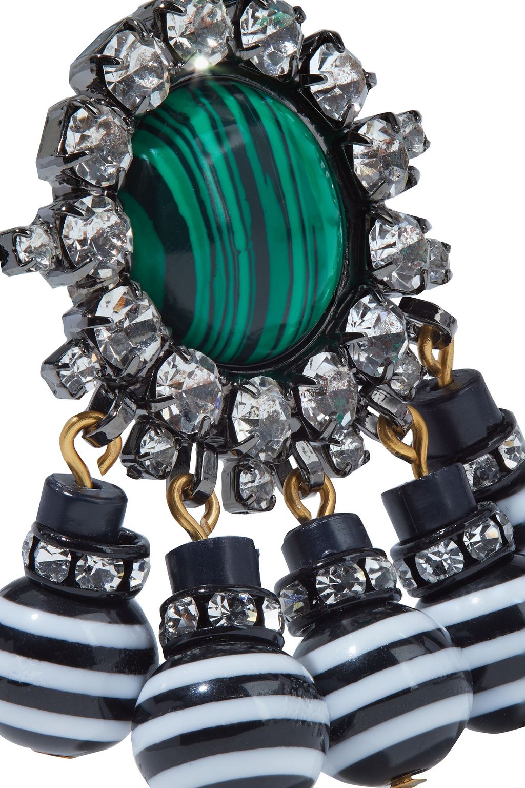 ELIZABETH COLE Hematite-plated, gold-tone, stone, crystal and bead earrings