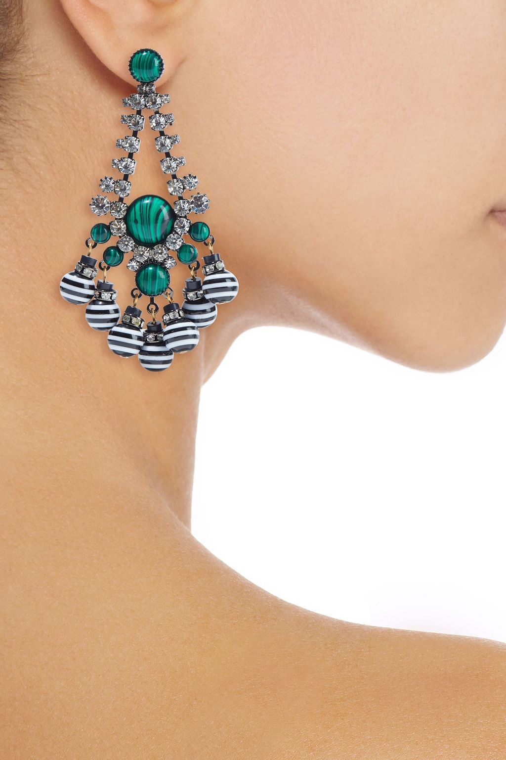 ELIZABETH COLE Hematite-plated, gold-tone, stone, crystal and bead earrings