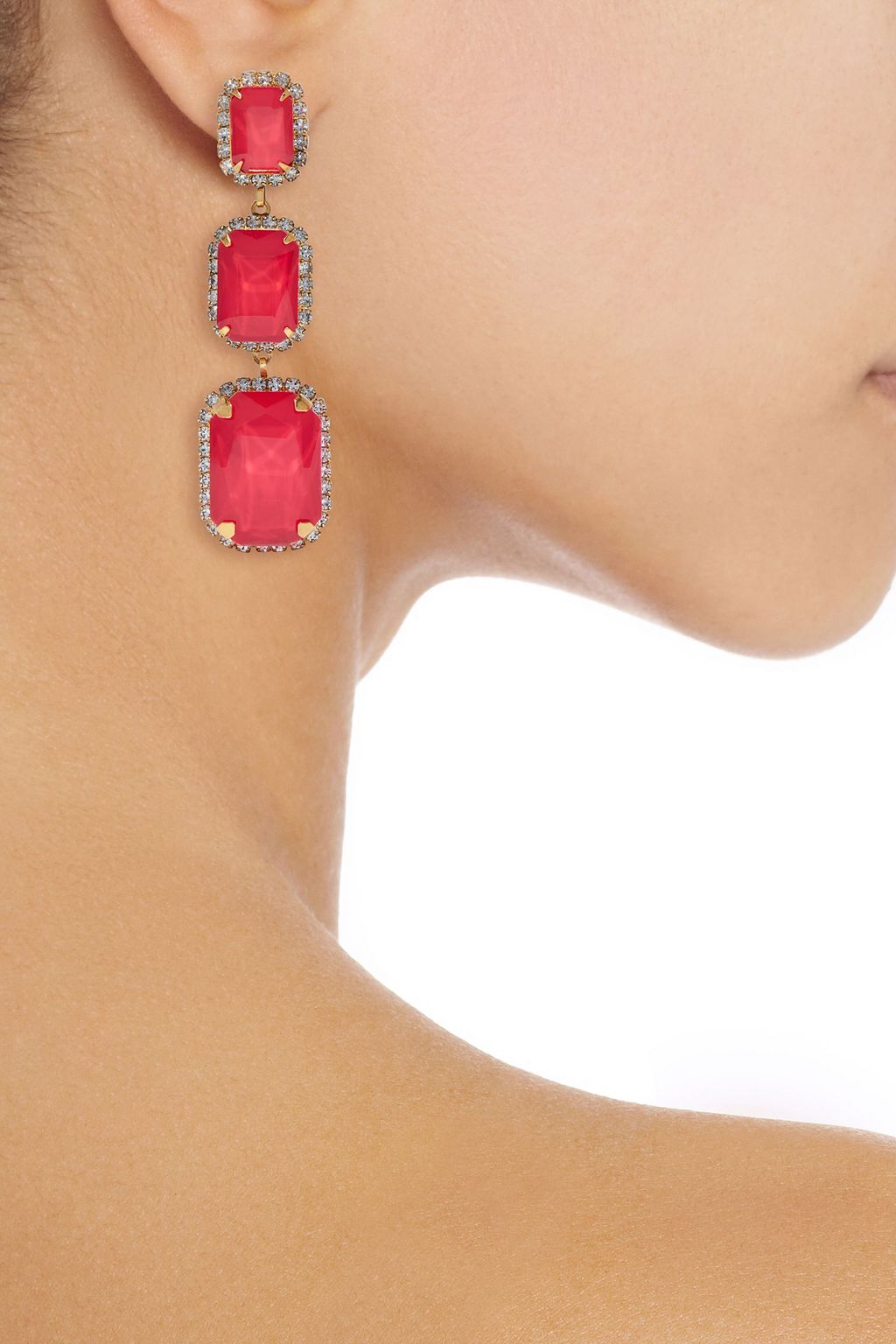 ELIZABETH COLE 24-karat gold-plated crystal earrings