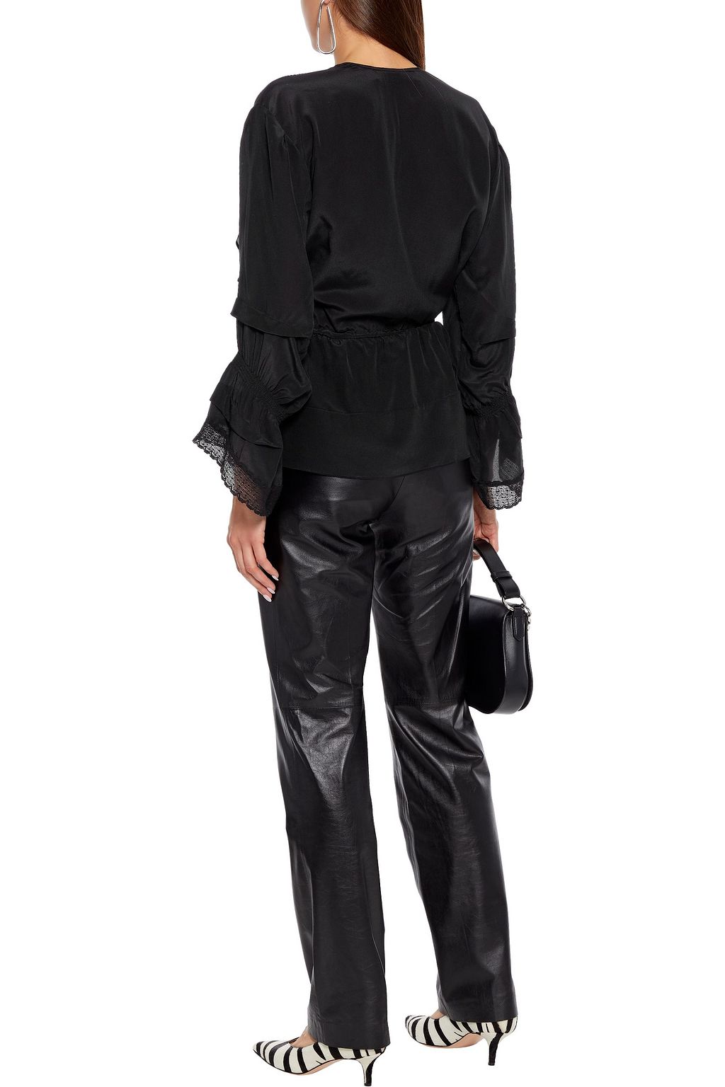 IRO Eternal lace-trimmed ruffled silk crepe de chine blouse