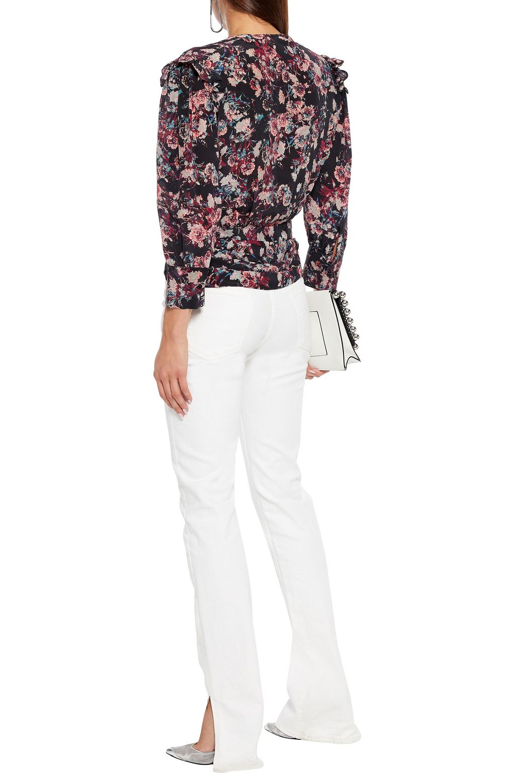 IRO Vulca ruffle-trimmed floral-print silk crepe de chine blouse