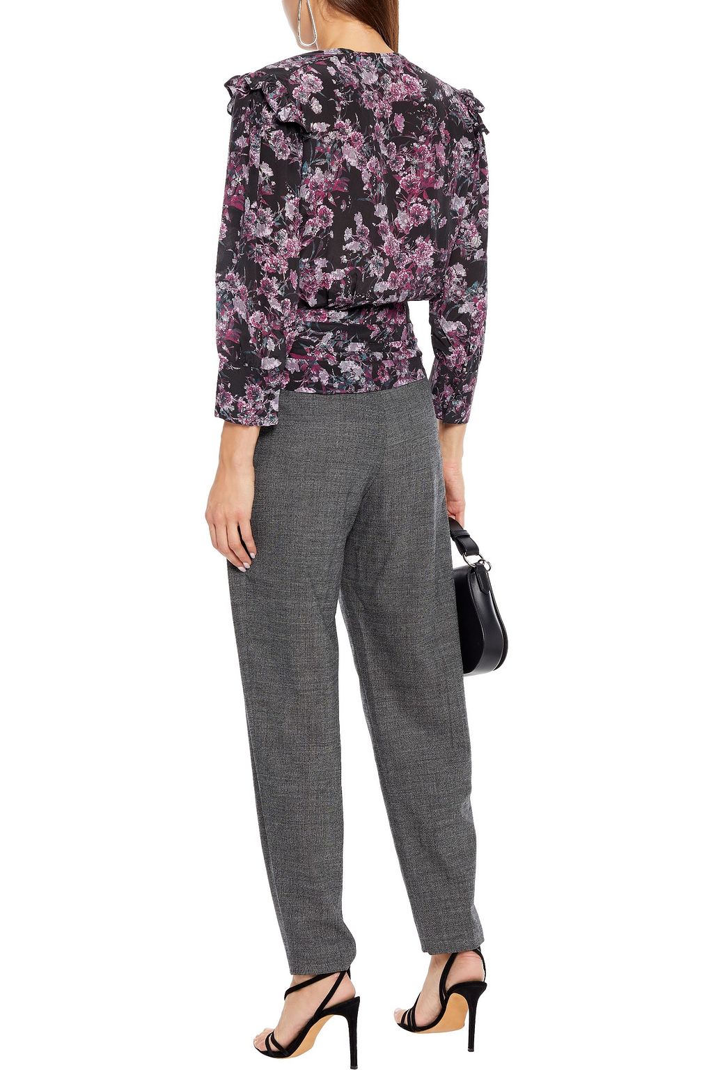 IRO Vulca ruffle-trimmed floral-print silk crepe de chine blouse