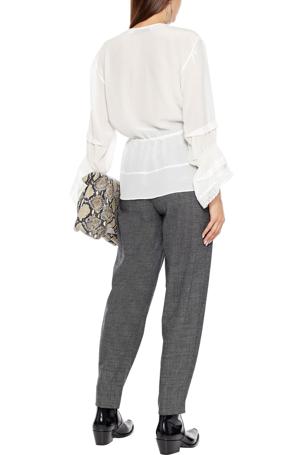 IRO Eternal lace-trimmed ruffled silk crepe de chine blouse