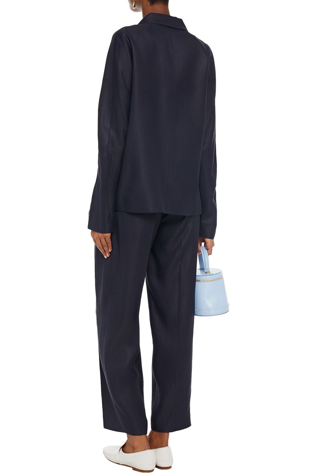 VICTORIA, VICTORIA BECKHAM Pleated basketweave woven straight-leg pants