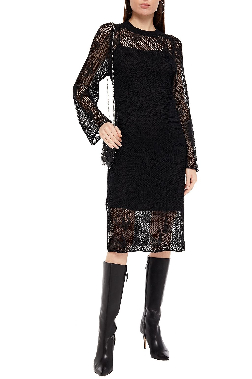 MCQ ALEXANDER MCQUEEN Pointelle-knit linen dress