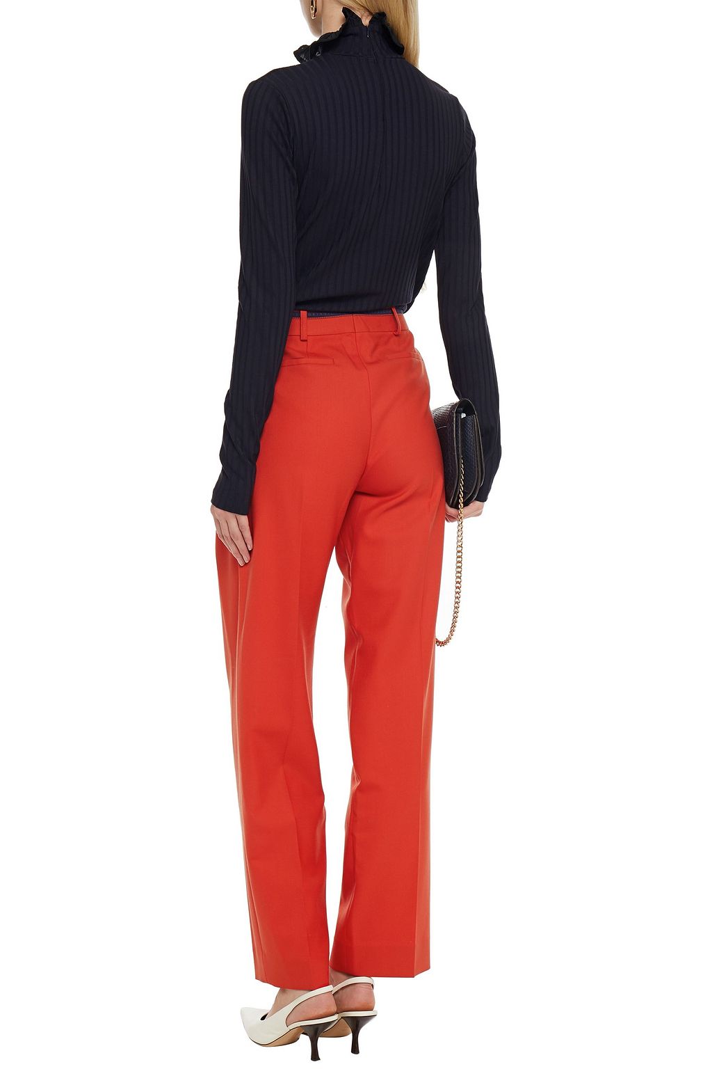 VICTORIA, VICTORIA BECKHAM Pleated twill straight-leg pants