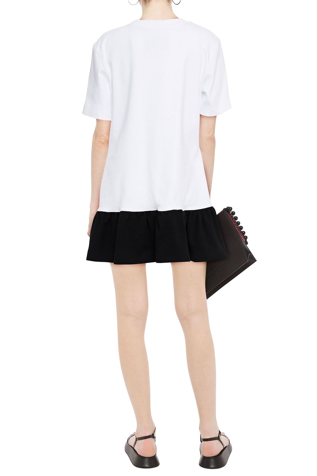 MOSCHINO Two-tone sequin-embellished stretch-cotton jersey mini dress