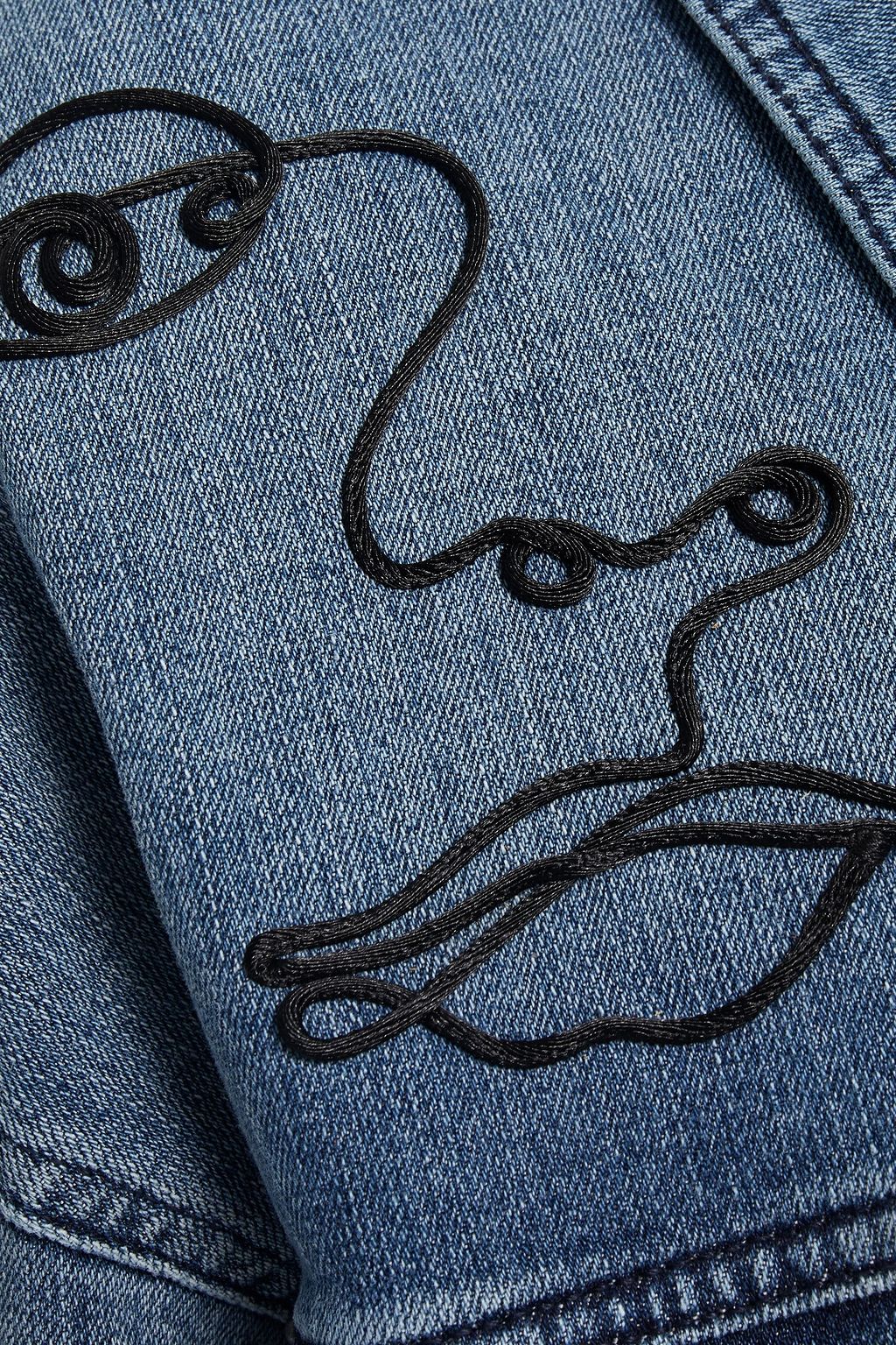 MOSCHINO Cropped embroidered denim jacket