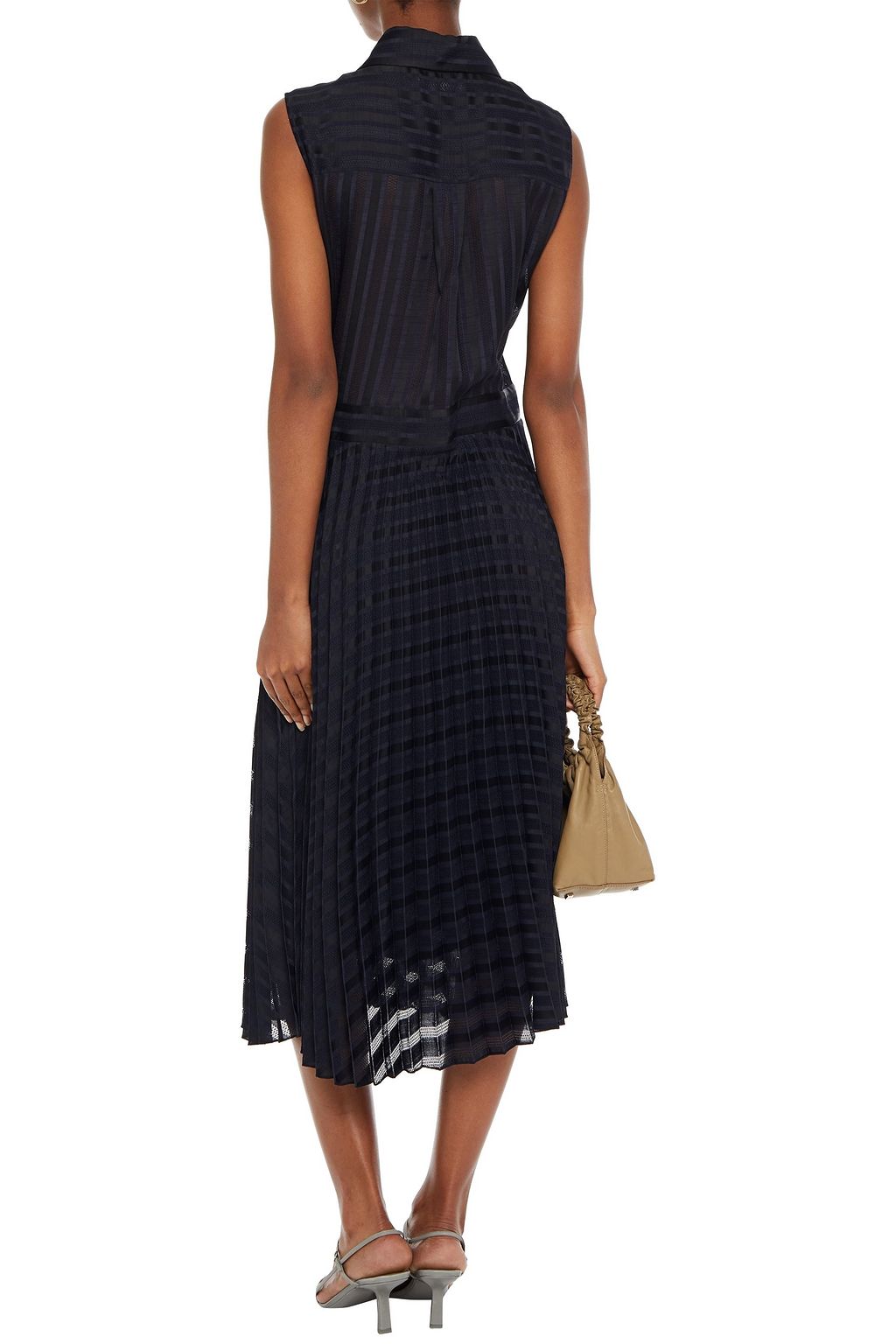 VICTORIA, VICTORIA BECKHAM Pleated jacquard midi shirt dress