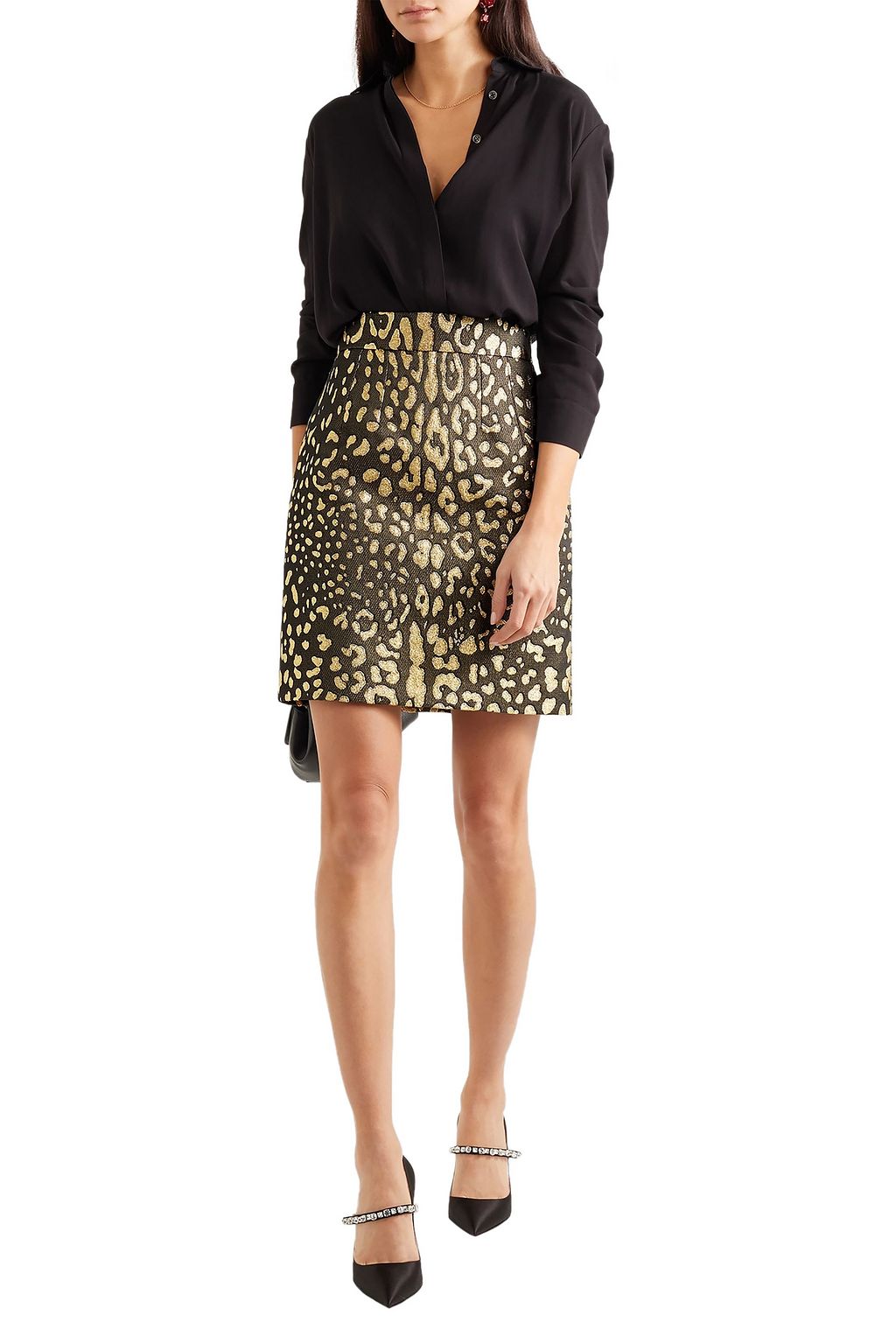 DOLCE&GABBANA Metallic leopard-jacquard mini skirt