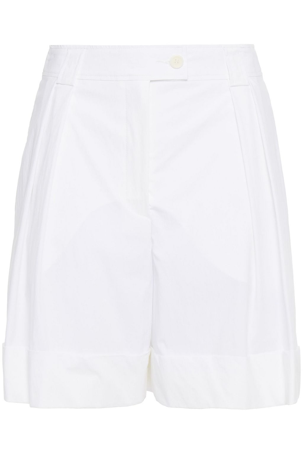 Pleated cotton-blend poplin shorts 