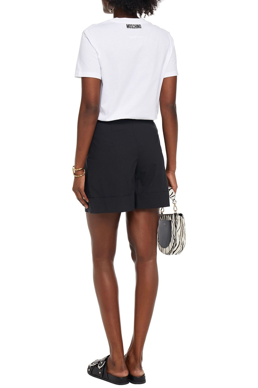 MOSCHINO Pleated cotton-blend poplin shorts