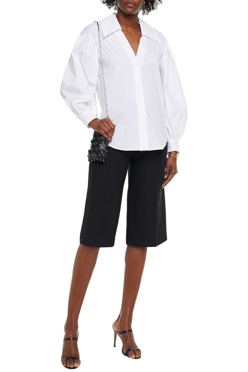 MOSCHINO Embroidered cotton-blend poplin shirt