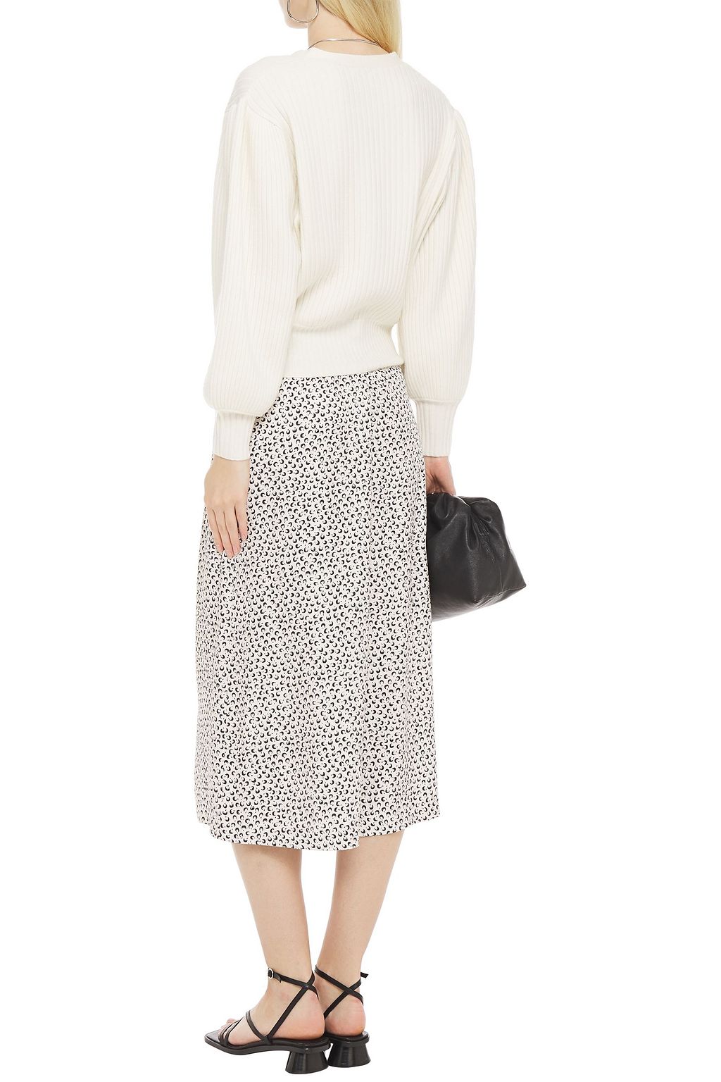 VINCE. Wrap-effect printed silk-blend twill midi skirt
