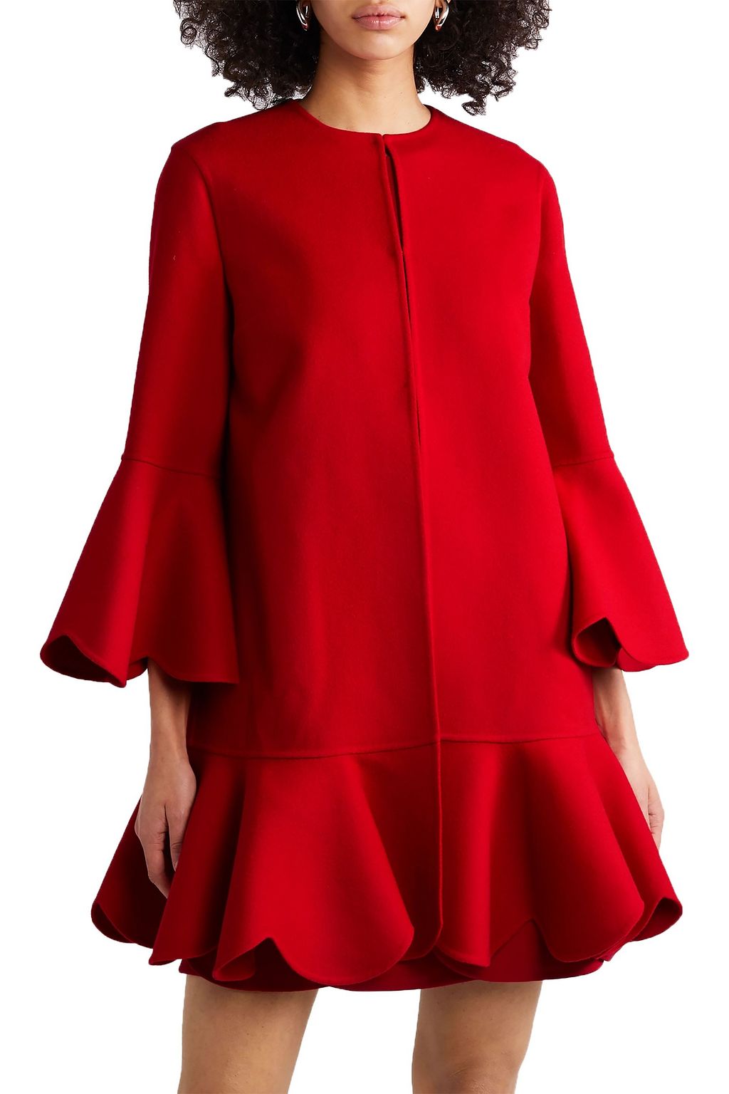 VALENTINO GARAVANI Ruffled wool and cashmere-blend coat