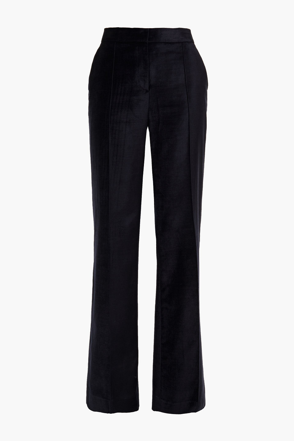 Victoria Beckham Cotton-blend Velvet Flared Pants In Midnight Blue