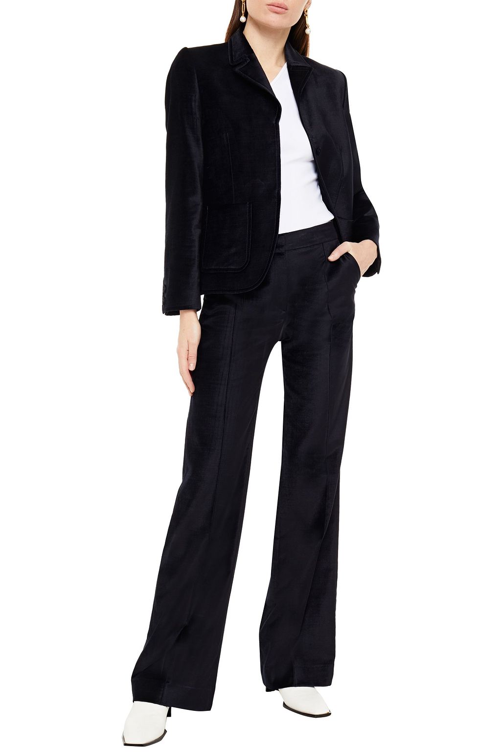 VICTORIA, VICTORIA BECKHAM コットン混ベルベット フレア パンツ