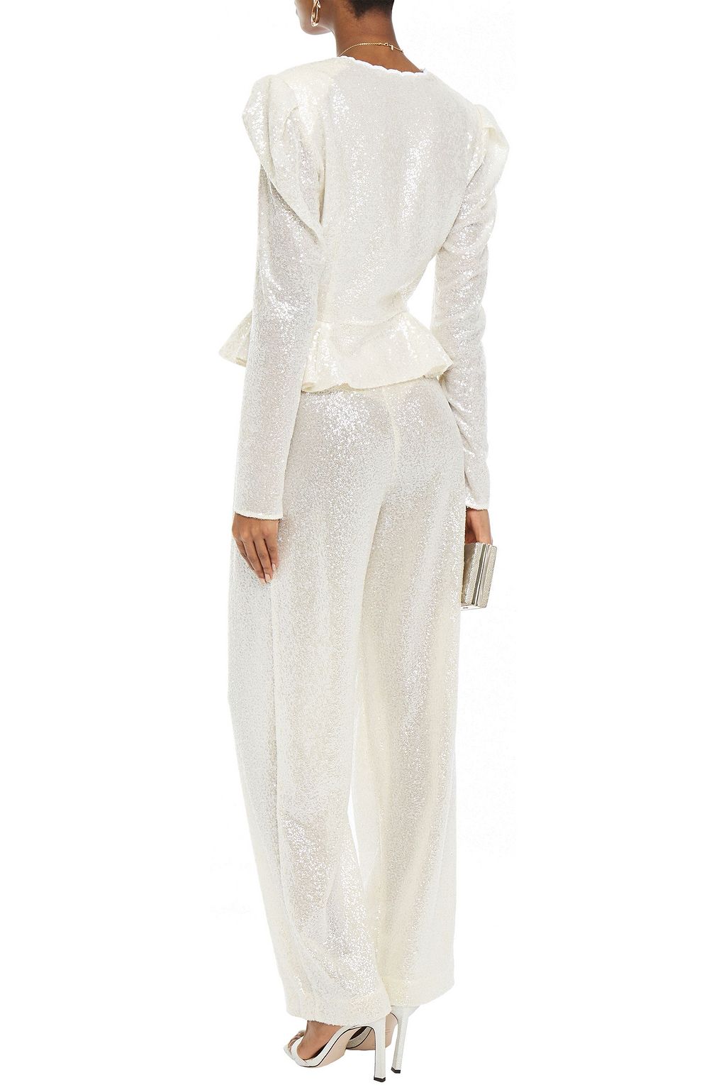 Ivory Sequined stretch-mesh straight-leg pants | Sale up to 70% off | THE OUTNET | PHILOSOPHY DI 