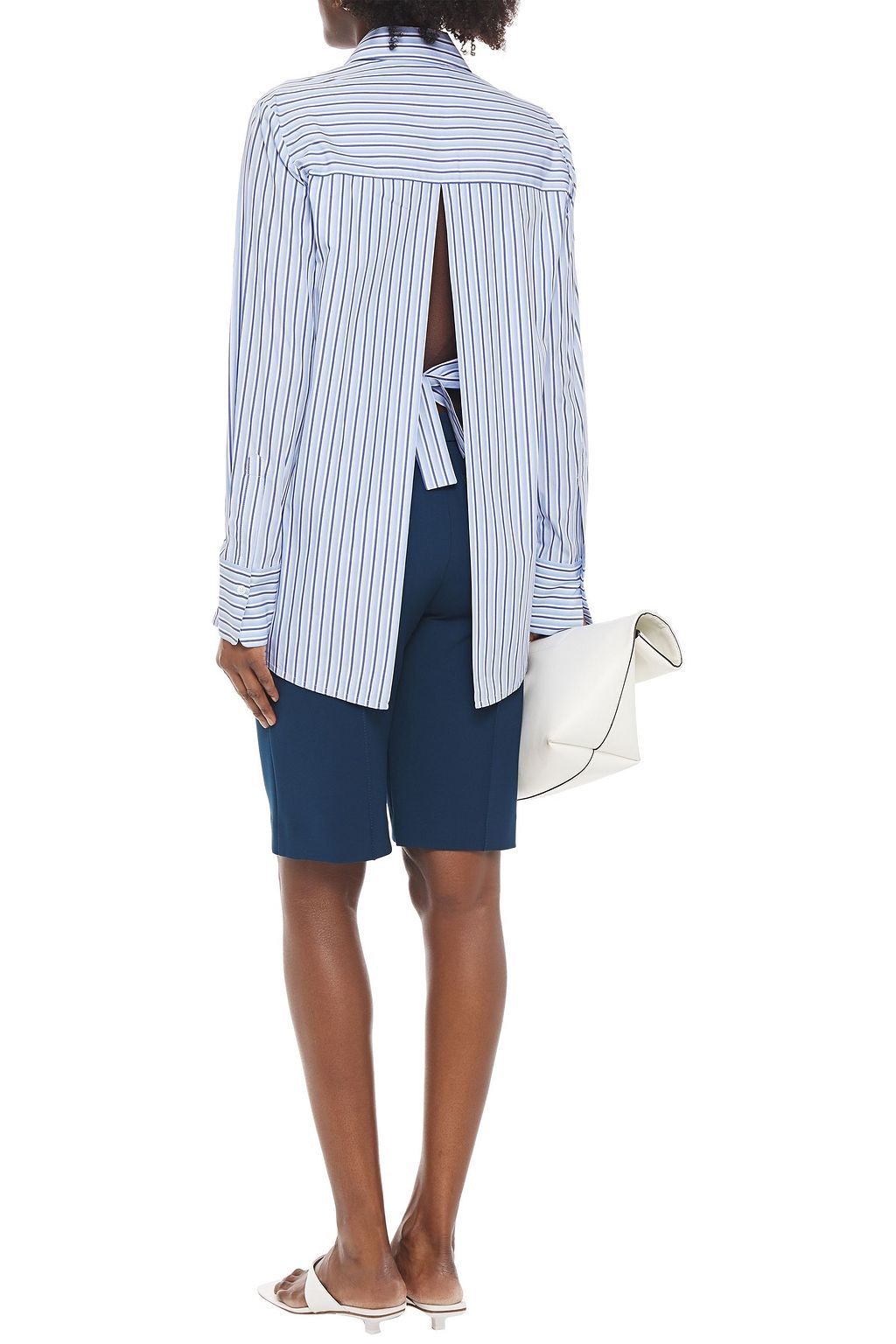 VICTORIA, VICTORIA BECKHAM Cutout striped cotton-poplin shirt
