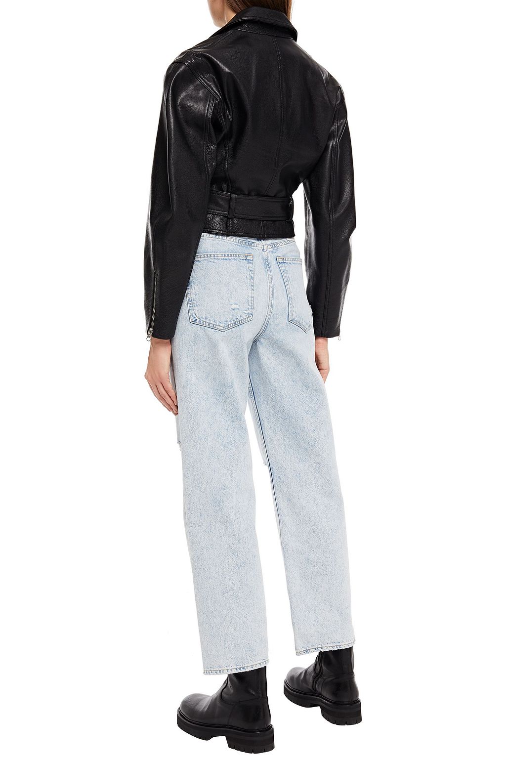 MCQ ALEXANDER MCQUEEN Belted textured-leather biker jacket