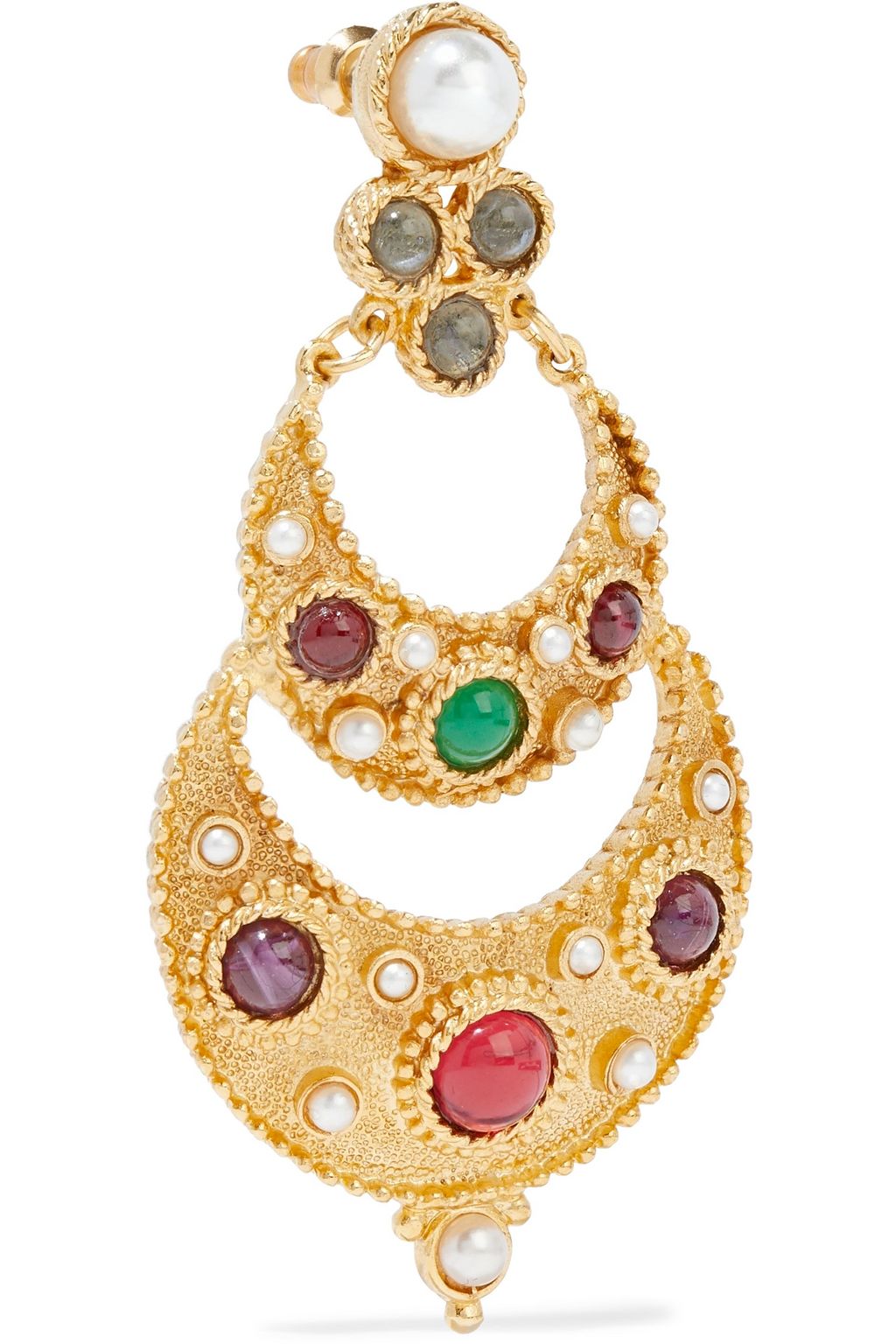 BEN-AMUN 24-karat gold-plated stone and faux pearl earrings