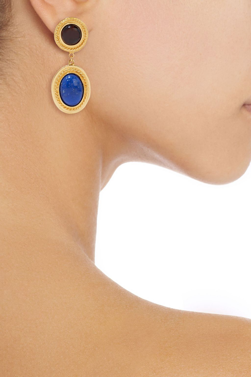 BEN-AMUN 24-karat gold-plated stone clip earrings