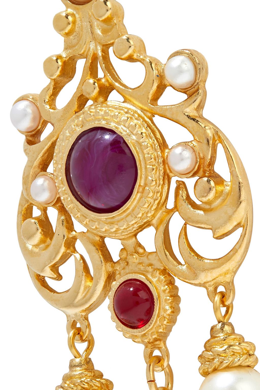 BEN-AMUN 24-karat gold-plated stone and faux pearl earrings