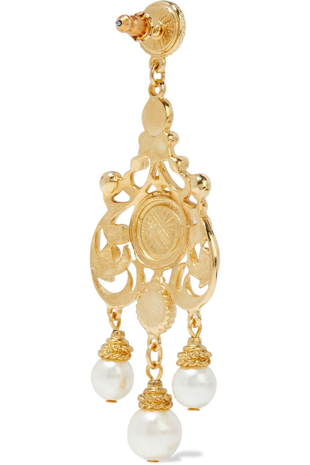 BEN-AMUN 24-karat gold-plated stone and faux pearl earrings