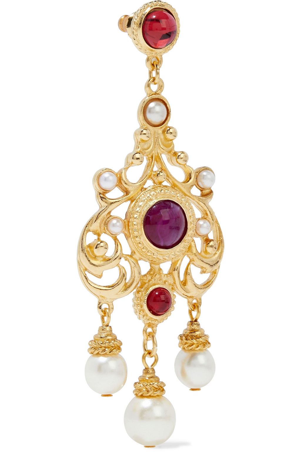 BEN-AMUN 24-karat gold-plated stone and faux pearl earrings