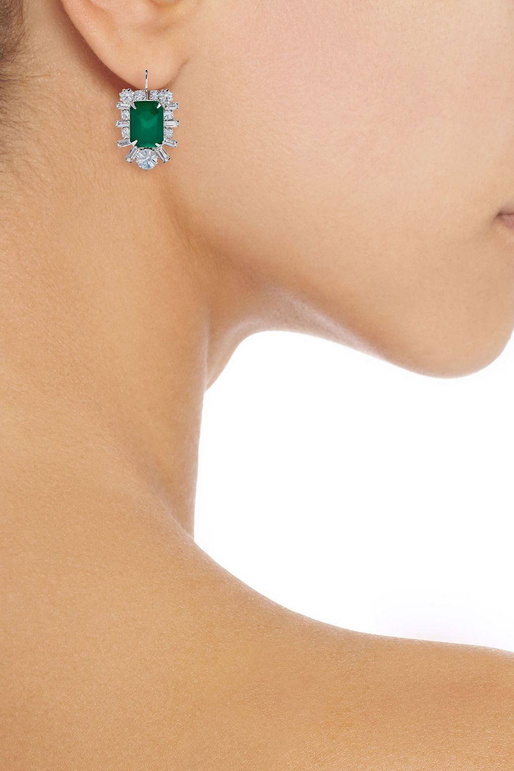 ELIZABETH COLE Petrina rhodium-plated Swarovski crystal and stone earrings