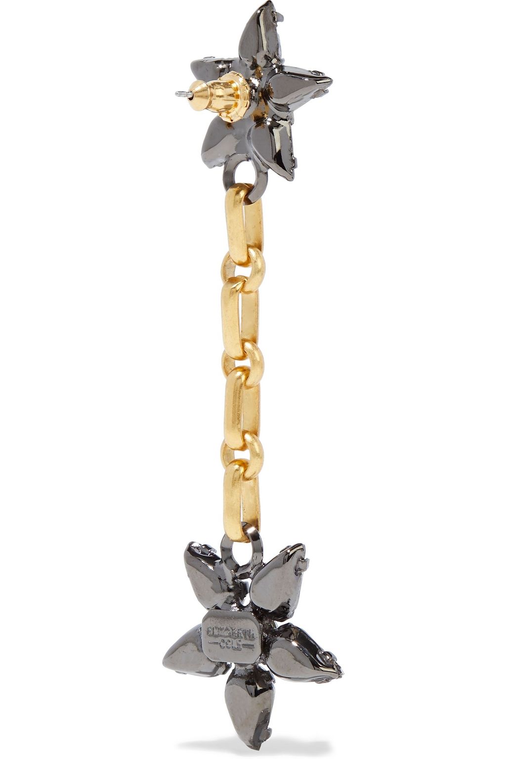 ELIZABETH COLE Francis 24-karat gold and hematite-plated Swarovski crystal earrings