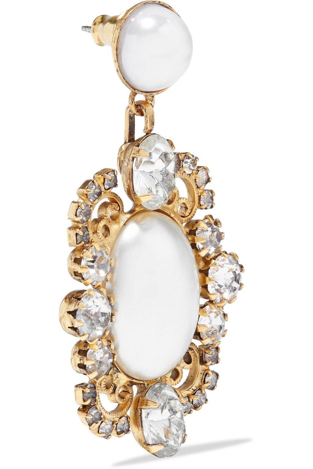 ELIZABETH COLE Reagan 24-karat gold-plated, faux pearl and Swarovski crystal earrings