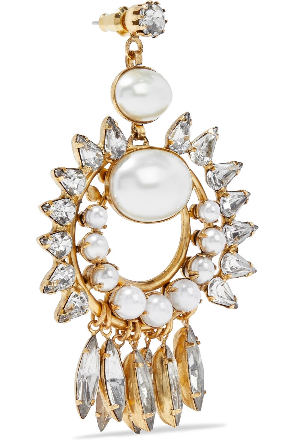 ELIZABETH COLE Simcha 24-karat gold-plated, faux pearl and Swarovski crystal earrings